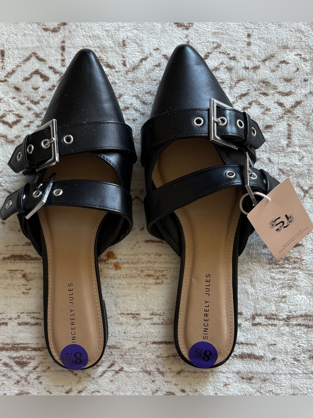 NWOB Sincerely Jules Mules With Double Decoration on Front In Sz-8-1/2M